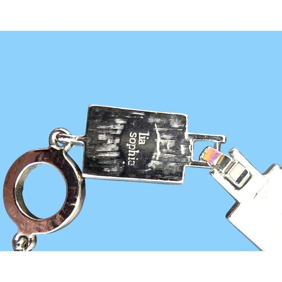 Lia Sophia Party On Silver-Tone Bracelet With Black & Clear Crystals Statement - Picture 2 of 8